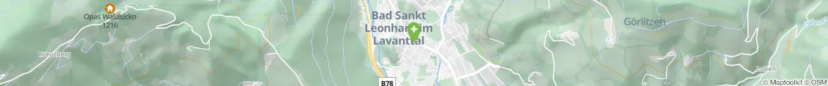 Kartendarstellung des Standorts für Stadtapotheke Zum heiligen Leonhard in 9462 Bad Sankt Leonhard/Lavanttal